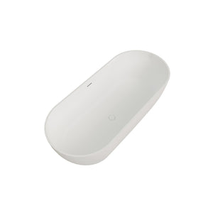 English Elm 69'' Stone Resin Freestanding Soaking Tub Matte White Spa Bath Solid Surface T5287P418032