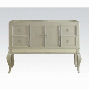 English Elm Francesca Champagne Buffet Server with Mirror Inlay Cabriole Legs French Provincial B2726P457624
