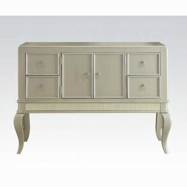 English Elm Francesca Champagne Buffet Server with Mirror Inlay Cabriole Legs French Provincial B2726P457624