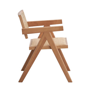 English Elm Casual Rattan Side Chairs Set of 2 Mid-Century Modern Curved Backrest Airy Woven Elegance for Dining Natural 27 L x 43 W x 9 H B2741P333533