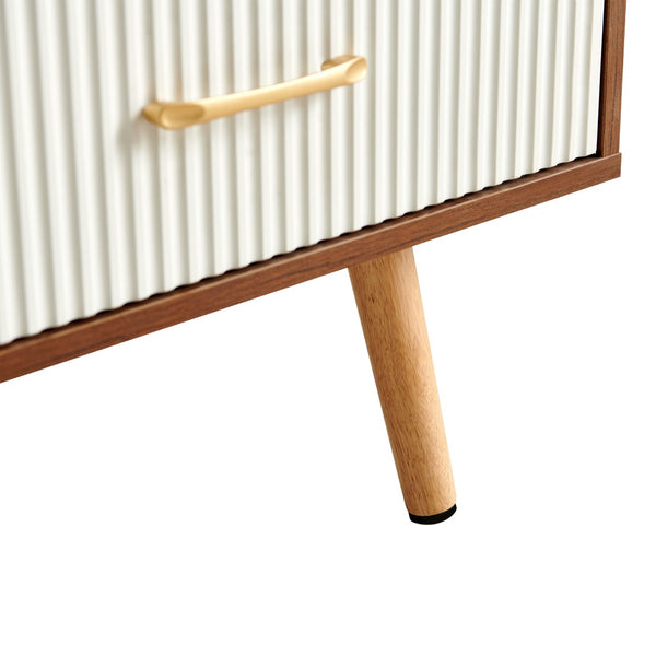 English Elm Rectangle Coffee Table With Solid Wood Legs & Sliding Drawer - Modern Walnut Design For Living Room W1265P236879-GIGA