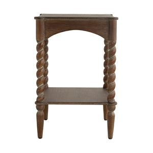 English Elm 47x22x18.5" Rustic Wood Coffee Table with Spiral Turned Legs and Open Storage Shelf W2078P460492