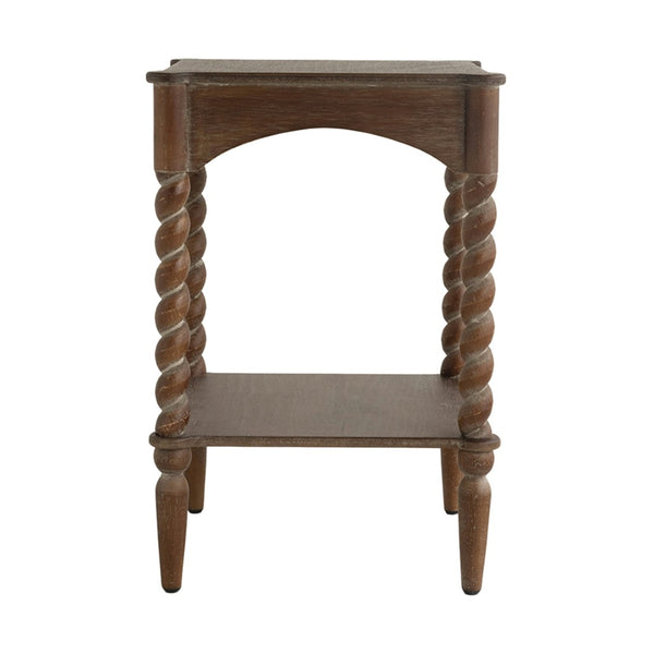 English Elm 47x22x18.5" Rustic Wood Coffee Table with Spiral Turned Legs and Open Storage Shelf W2078P460492