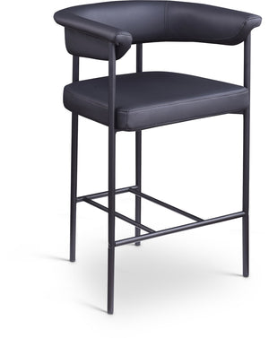 Meridian Furniture Malin Upholstered Counter Stool with Matte Black Iron Frame for Kitchen Islands and Home Bars Black Vegan Leather 428Black-C