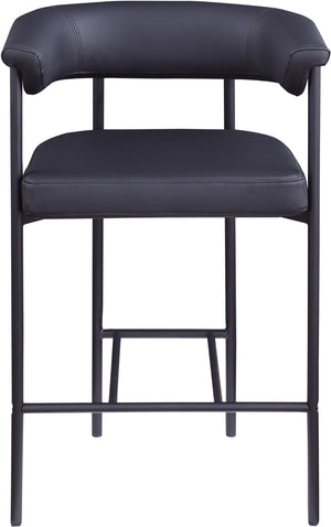 Meridian Furniture Malin Upholstered Counter Stool with Matte Black Iron Frame for Kitchen Islands and Home Bars Black Vegan Leather 428Black-C