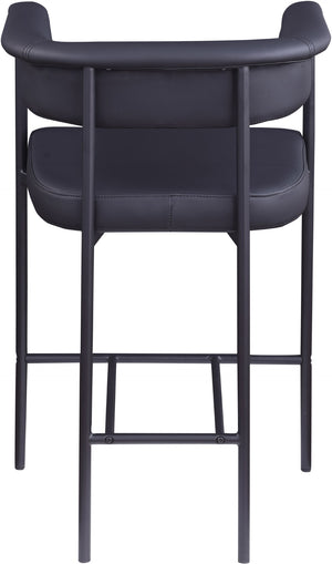 Meridian Furniture Malin Upholstered Counter Stool with Matte Black Iron Frame for Kitchen Islands and Home Bars Black Vegan Leather 428Black-C