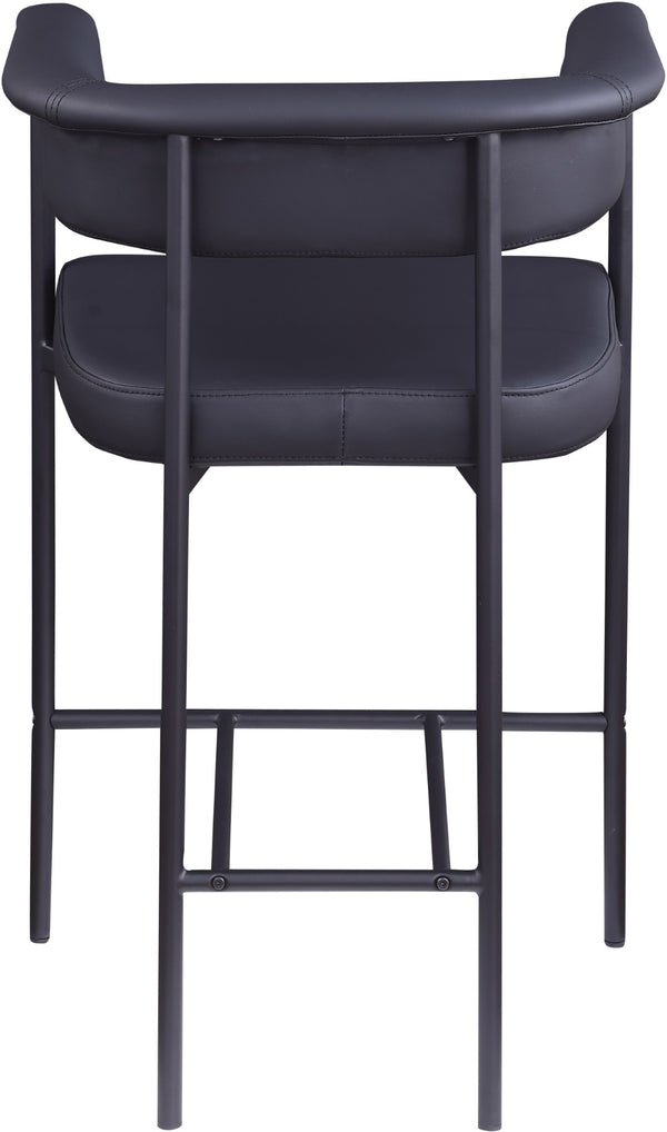 Meridian Furniture Malin Upholstered Counter Stool with Matte Black Iron Frame for Kitchen Islands and Home Bars Black Vegan Leather 428Black-C