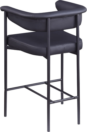 Meridian Furniture Malin Upholstered Counter Stool with Matte Black Iron Frame for Kitchen Islands and Home Bars Black Vegan Leather 428Black-C