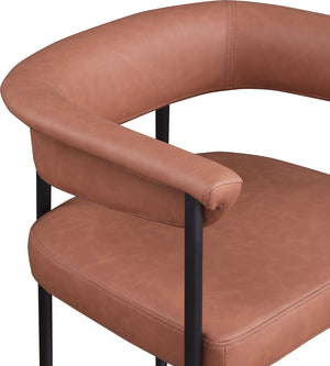 Meridian Furniture Malin Upholstered Counter Stool with Matte Black Iron Frame for Kitchen Islands and Home Bars Cognac Vegan Leather 428Cognac-C