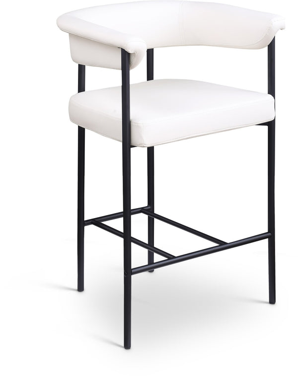 Meridian Furniture Malin Upholstered Counter Stool with Matte Black Iron Frame for Kitchen Islands and Home Bars Cream Vegan Leather 428Cream-C