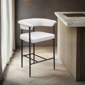 Meridian Furniture Malin Upholstered Counter Stool with Matte Black Iron Frame for Kitchen Islands and Home Bars Cream Vegan Leather 428Cream-C