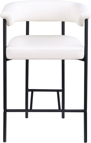 Meridian Furniture Malin Upholstered Counter Stool with Matte Black Iron Frame for Kitchen Islands and Home Bars Cream Vegan Leather 428Cream-C