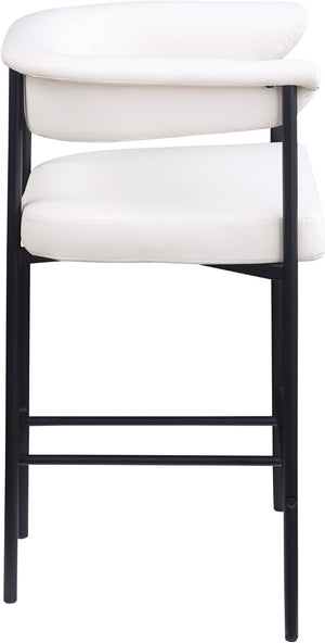 Meridian Furniture Malin Upholstered Counter Stool with Matte Black Iron Frame for Kitchen Islands and Home Bars Cream Vegan Leather 428Cream-C