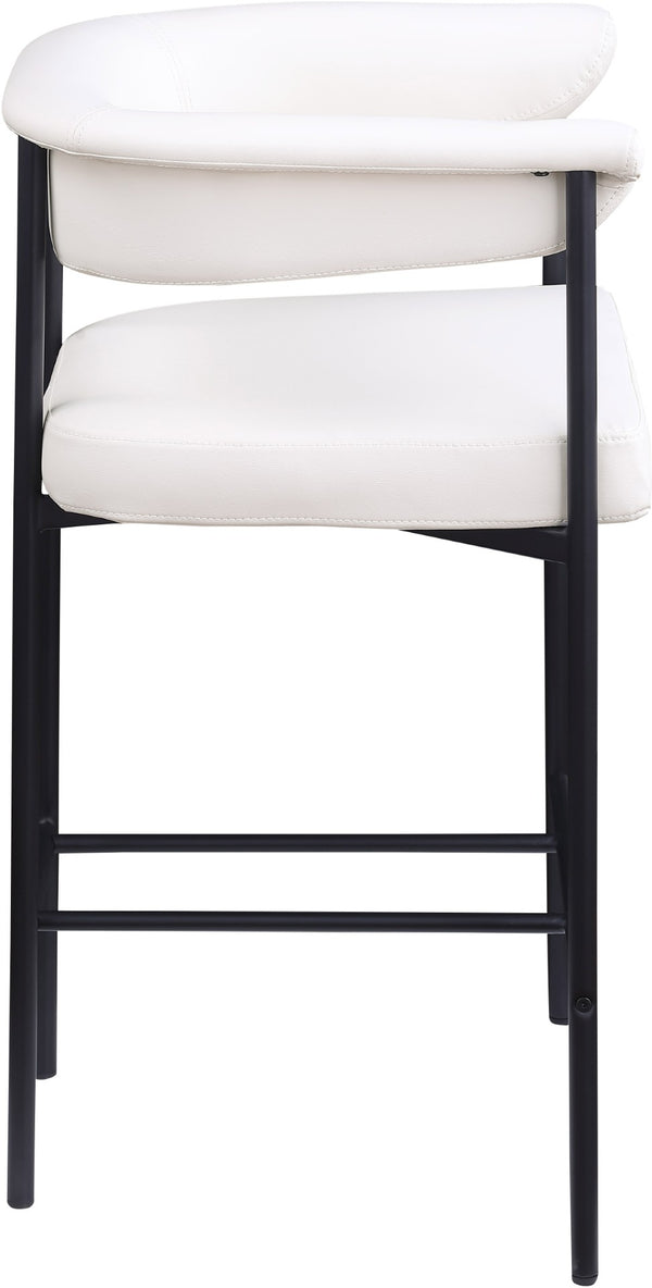 Meridian Furniture Malin Upholstered Counter Stool with Matte Black Iron Frame for Kitchen Islands and Home Bars Cream Vegan Leather 428Cream-C