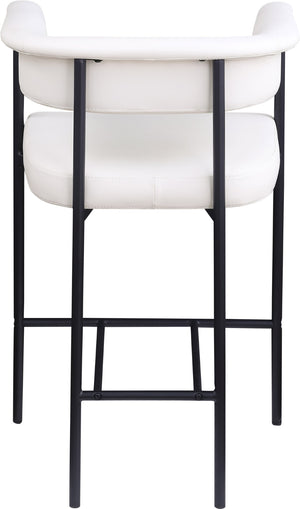 Meridian Furniture Malin Upholstered Counter Stool with Matte Black Iron Frame for Kitchen Islands and Home Bars Cream Vegan Leather 428Cream-C