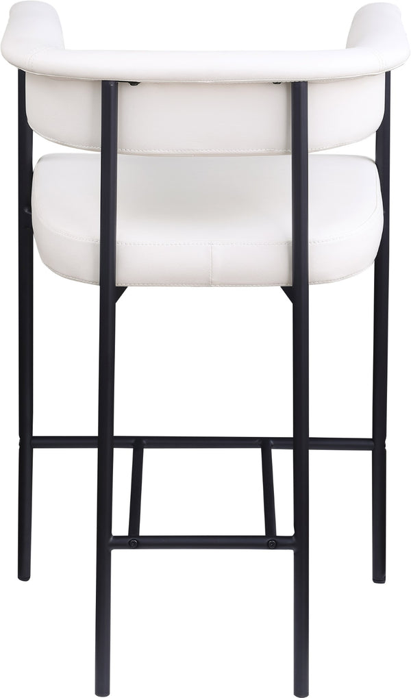 Meridian Furniture Malin Upholstered Counter Stool with Matte Black Iron Frame for Kitchen Islands and Home Bars Cream Vegan Leather 428Cream-C