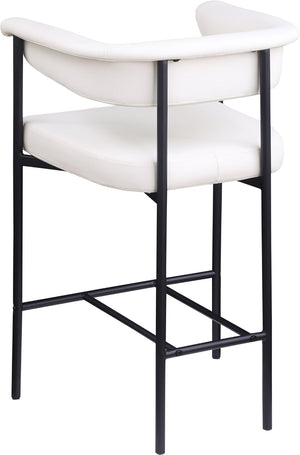 Meridian Furniture Malin Upholstered Counter Stool with Matte Black Iron Frame for Kitchen Islands and Home Bars Cream Vegan Leather 428Cream-C