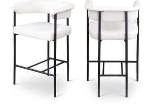 Meridian Furniture Malin Upholstered Counter Stool with Matte Black Iron Frame for Kitchen Islands and Home Bars Cream Vegan Leather 428Cream-C