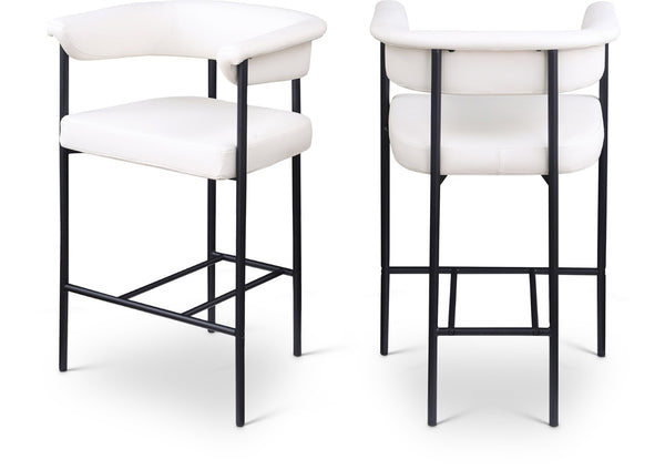 Meridian Furniture Malin Upholstered Counter Stool with Matte Black Iron Frame for Kitchen Islands and Home Bars Cream Vegan Leather 428Cream-C