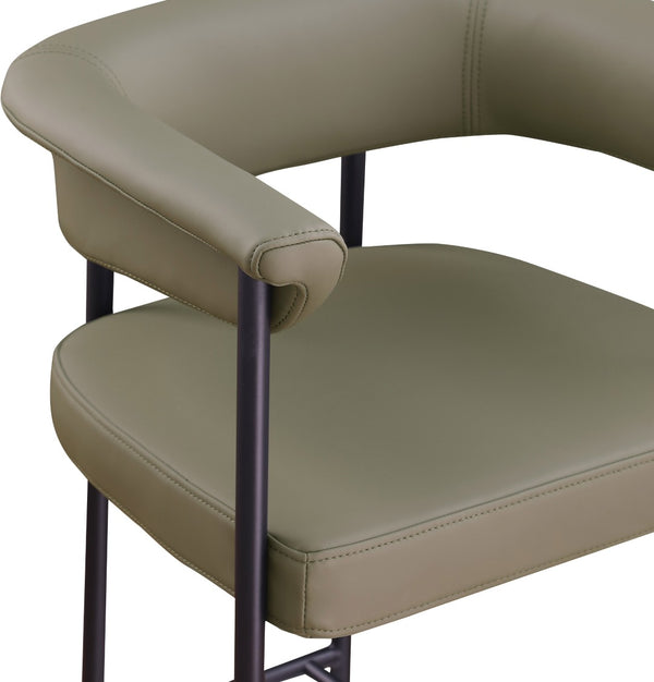 Meridian Furniture Malin Upholstered Counter Stool with Matte Black Iron Frame for Kitchen Islands and Home Bars Olive Vegan Leather 428Olive-C