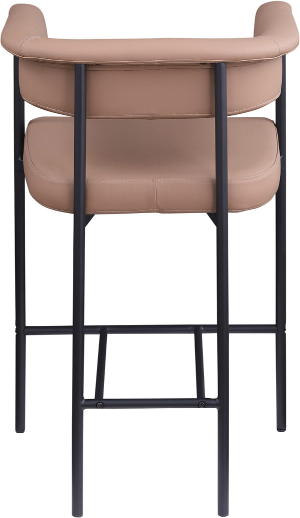 Meridian Furniture Malin Upholstered Counter Stool with Matte Black Iron Frame for Kitchen Islands and Home Bars Tan Vegan Leather 428Tan-C