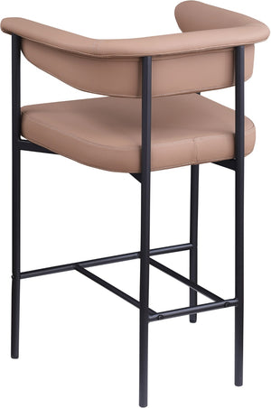 Meridian Furniture Malin Upholstered Counter Stool with Matte Black Iron Frame for Kitchen Islands and Home Bars Tan Vegan Leather 428Tan-C
