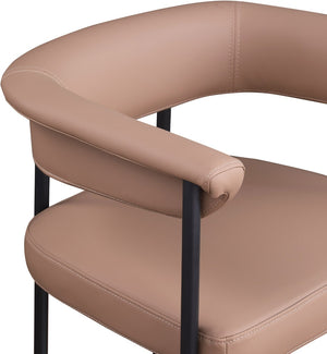 Meridian Furniture Malin Upholstered Counter Stool with Matte Black Iron Frame for Kitchen Islands and Home Bars Tan Vegan Leather 428Tan-C