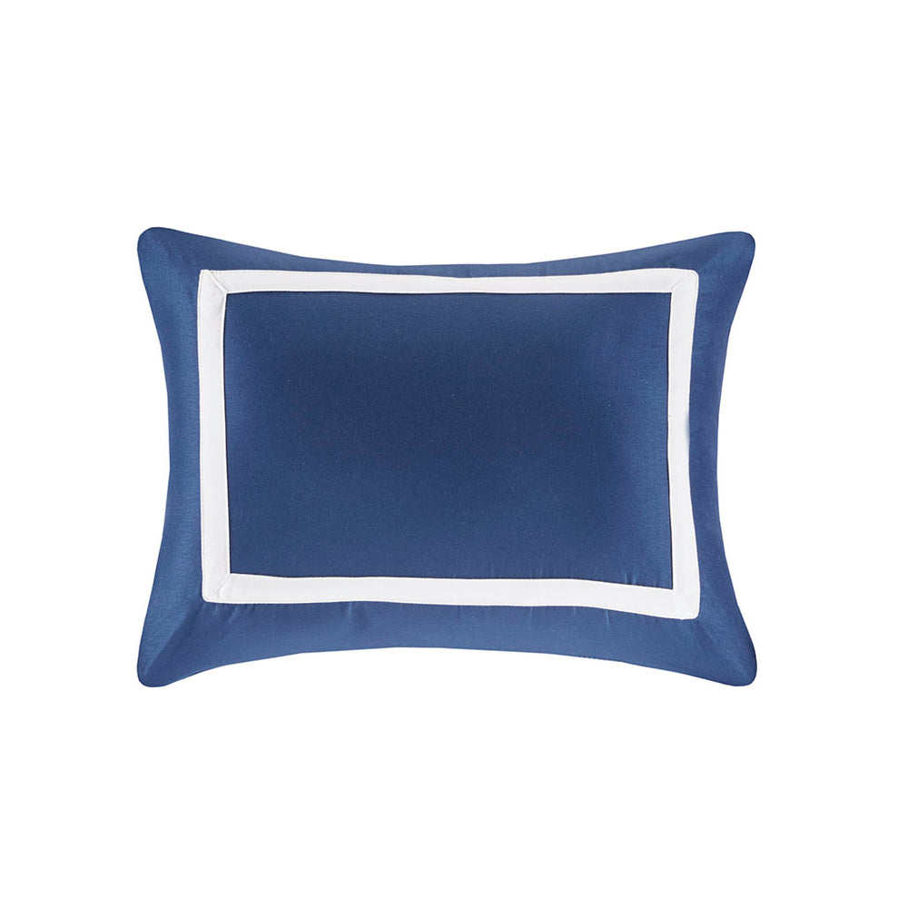 JLA Home Madison Park - 8 Piece Comforter and Quilt Set Collection — Hotel-Inspired Layered Bedding with Embroidered Pillows, Machine Washable Navy MP10-6139