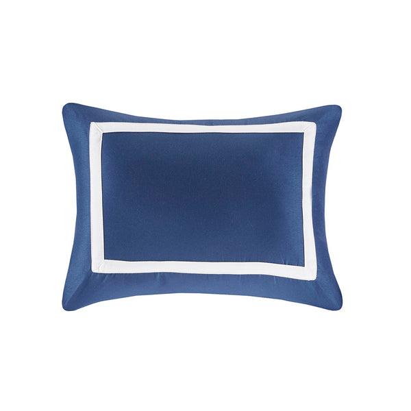 JLA Home Madison Park - 8 Piece Comforter and Quilt Set Collection — Hotel-Inspired Layered Bedding with Embroidered Pillows, Machine Washable Navy MP10-6139