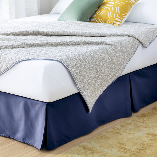English Elm Linenspa 14" Drop Microfiber Bedskirt Cal King Navy – Wrinkle, Fade & Stain Resistant Bed Skirt B350P394815
