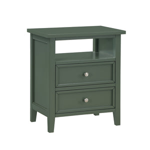 English Elm Weston Vintage Green 2-Drawer Nightstand with Open Shelf, Solid Wood & Dovetail Drawers, 26" L B050P376946