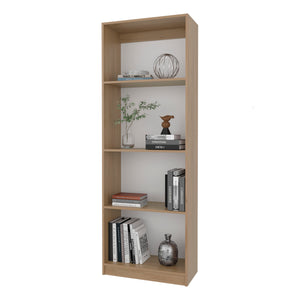 English Elm Bear 4-Shelf Flat Bookcase in Natural Oak & White — 71" Tall Open Storage, Scratch-Resistant Melamine พ B128P314792
