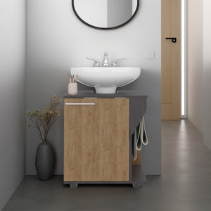 English Elm Phillips Under Sink Cabinet Black — Double-Door Freestanding Unit with Cut-Out Back for Pipes, Slim Modern Storage B070P374510