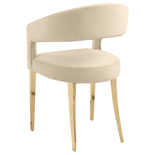 English Elm Rendina Velvet Upholstered Dining Armchair Set of 2 – Curved Open-Back Comfort with Luxe Foam Seating and Metal Frame Beige B062P299828