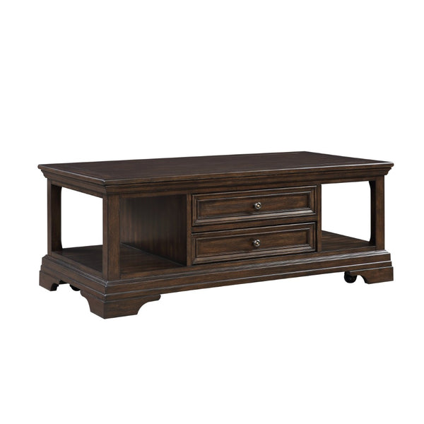English Elm Traditional Lift Top Coffee Table Birch Veneer Storage Drawers Open Shelves Living Room B011P291536