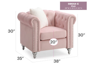 English Elm Stylish Rounded Arm Accent Lounge Chair Upholstered for Contemporary Living Spaces Pink B078108493