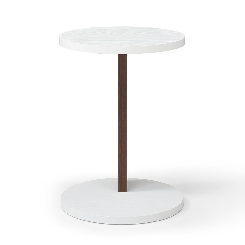 English Elm C-Shaped End Table Slim Side Table for Couch and Bedside, White+Walnut C-Table 15.7” Top, Space-Saving, Easy Assemble (90 cm) W1117P224563