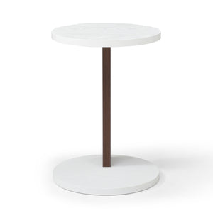 English Elm C-Shaped End Table Slim Side Table for Couch and Bedside, White+Walnut C-Table 15.7” Top, Space-Saving, Easy Assemble (90 cm) W1117P224563