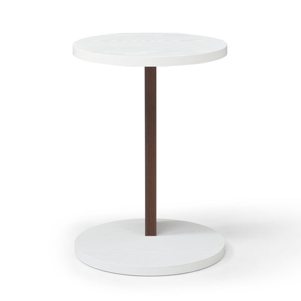 English Elm C-Shaped End Table Slim Side Table for Couch and Bedside, White+Walnut C-Table 15.7” Top, Space-Saving, Easy Assemble (90 cm) W1117P224563