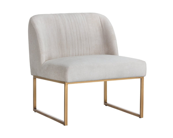 Sunpan NEVIN Lounge Chair - Modern Design in Polo Club Muslin with Antique Brass Legs for Stylish Comfort 105093
