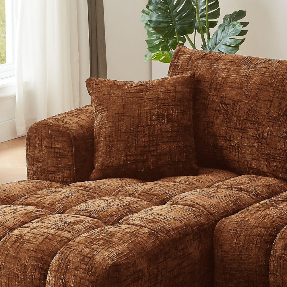 English Elm Chenille Tufted L-shaped Sectional Sofa Minimalist Plush Seating for Living Room W2339P324131
