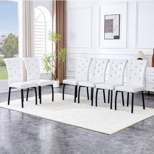 English Elm A Set of 2 Crystal Button Faux Leather Dining Chairs with Embossed Croc Texture White+Black W3226P344024
