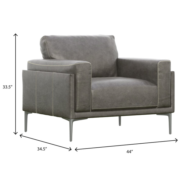 English Elm Wallace & Bay - Charcoal Transitional Leather Chair in Dark Gray Fabric — Stylish, Easy-Care Accent Seating 44"W x 34"D B361P384434