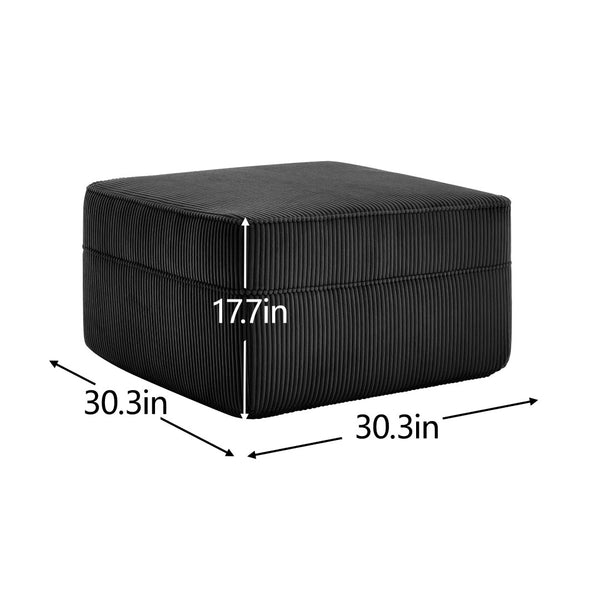 English Elm Martha Corduroy Cloud Ottoman Plush Foam Seating for Modular Living Room Setups Black W3041P353173