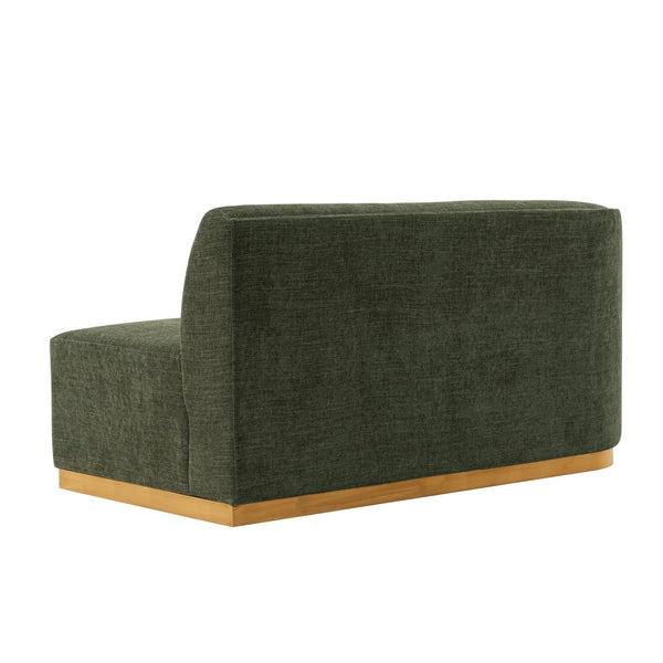English Elm Daria 132" Chenille Sectional with Golden Mop Base — Luxurious High‑Density Foam, Pine Frame, 1100lb Capacity Olive Green B365S00121