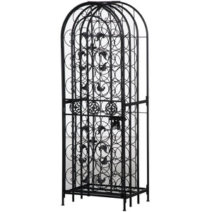 English Elm Homcom 45 Bottle Iron Wine Rack Cellar Cage Lockable Door Old World Bronze Finish W2225P217380