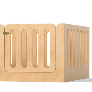 English Elm Twin Solid Pine Montessori Floor Bed with House Frame Door and Safety Fence Natural W5305P420633