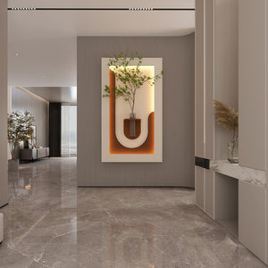English Elm Adjustable Led Sandstone 3d Wall Art with Faux Botanicals and Rabbit Figurine Decor W2700P389347