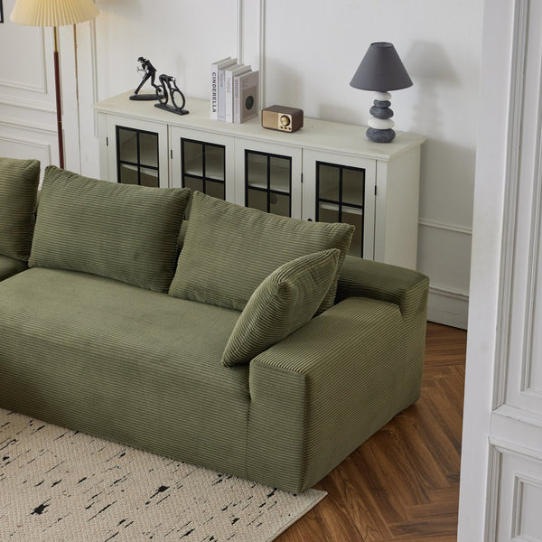 English Elm 108*68 Inch Extra Large Modular Sofa - Cloud-Like Comfort For 4, Corduroy, No Assembly, Green W1829S00059