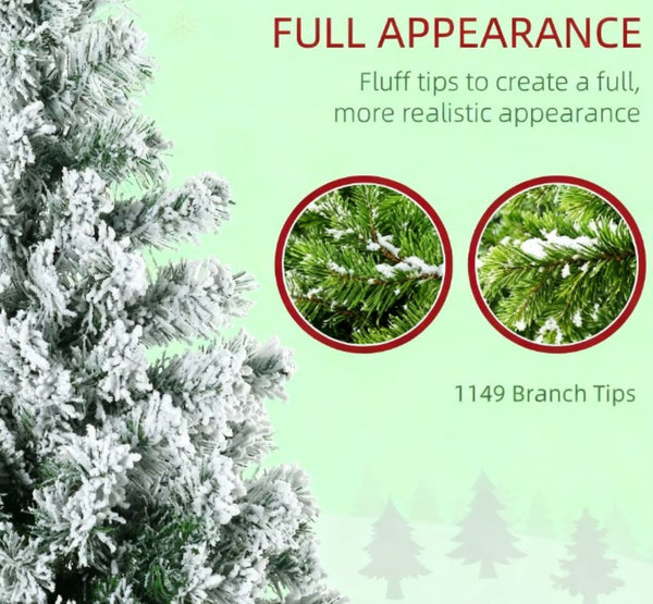 English Elm Christmas Flocked Artificial Tree 7.5 Ft with 550 Leds Seven Modes Steel Base T3971P419352